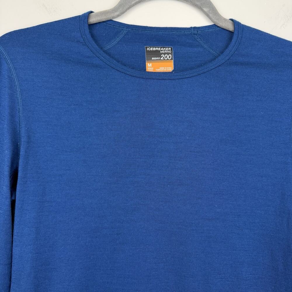 Icebreaker Merino Wool T Shirt Women's M Blue 200 Long Sleeve Thermal Base Layer - Picture 4 of 9